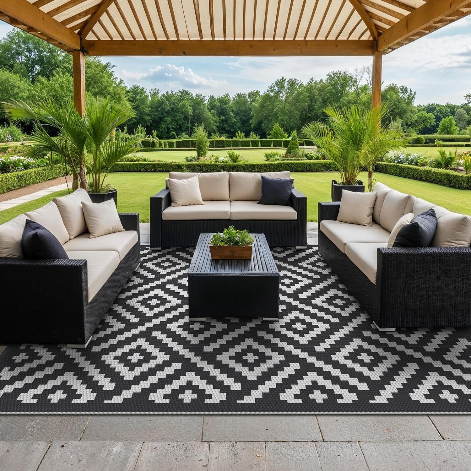 Thumbnail 5 de GENIMO Plastic Straw Rug Outdoor Area Rug, 9' x 12', Reversible