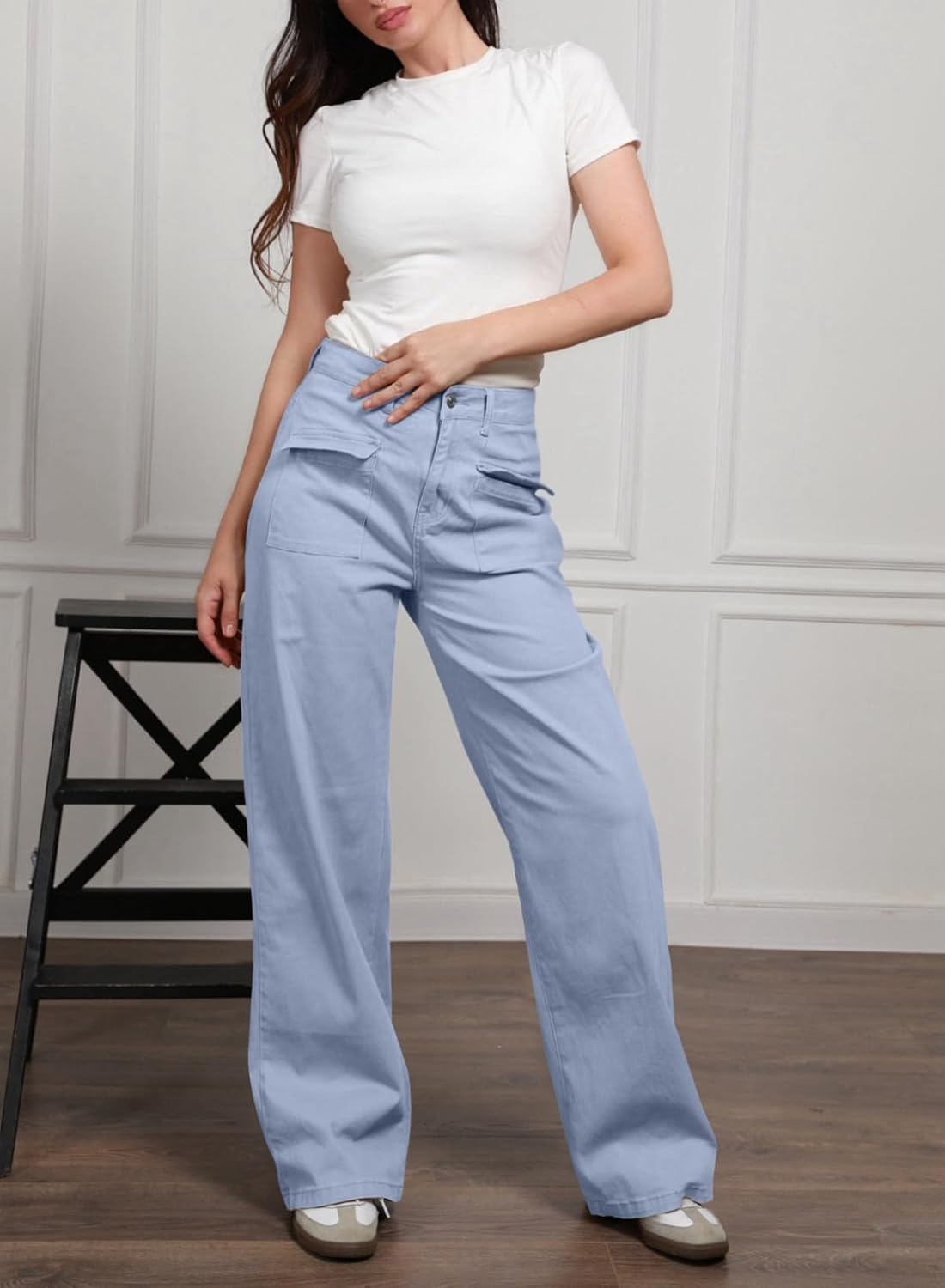 Thumbnail 3 de Dokotoo Women’s Cargo Baggy Wide Leg High Waist Casual Stretch Pants