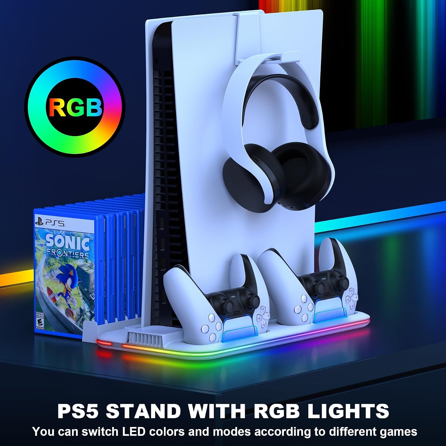 Detalle de HELLCOOL PS5 Slim Stand with Turbo Cooler Fan & RGB Light