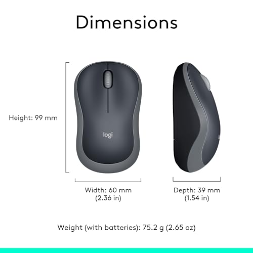 Thumbnail 8 de Logitech M185 Wireless Mouse, 2.4GHz, 1000 DPI, Grey