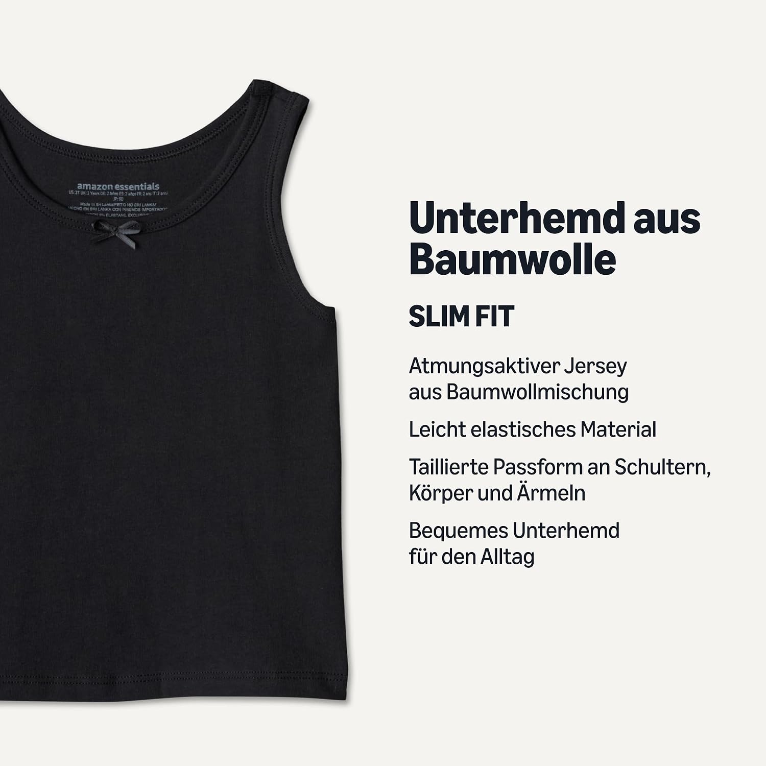 Detalle de Amazon Essentials Mädchen Tanktop-Unterhemden aus Baumwoll-Jersey – 5er Pack