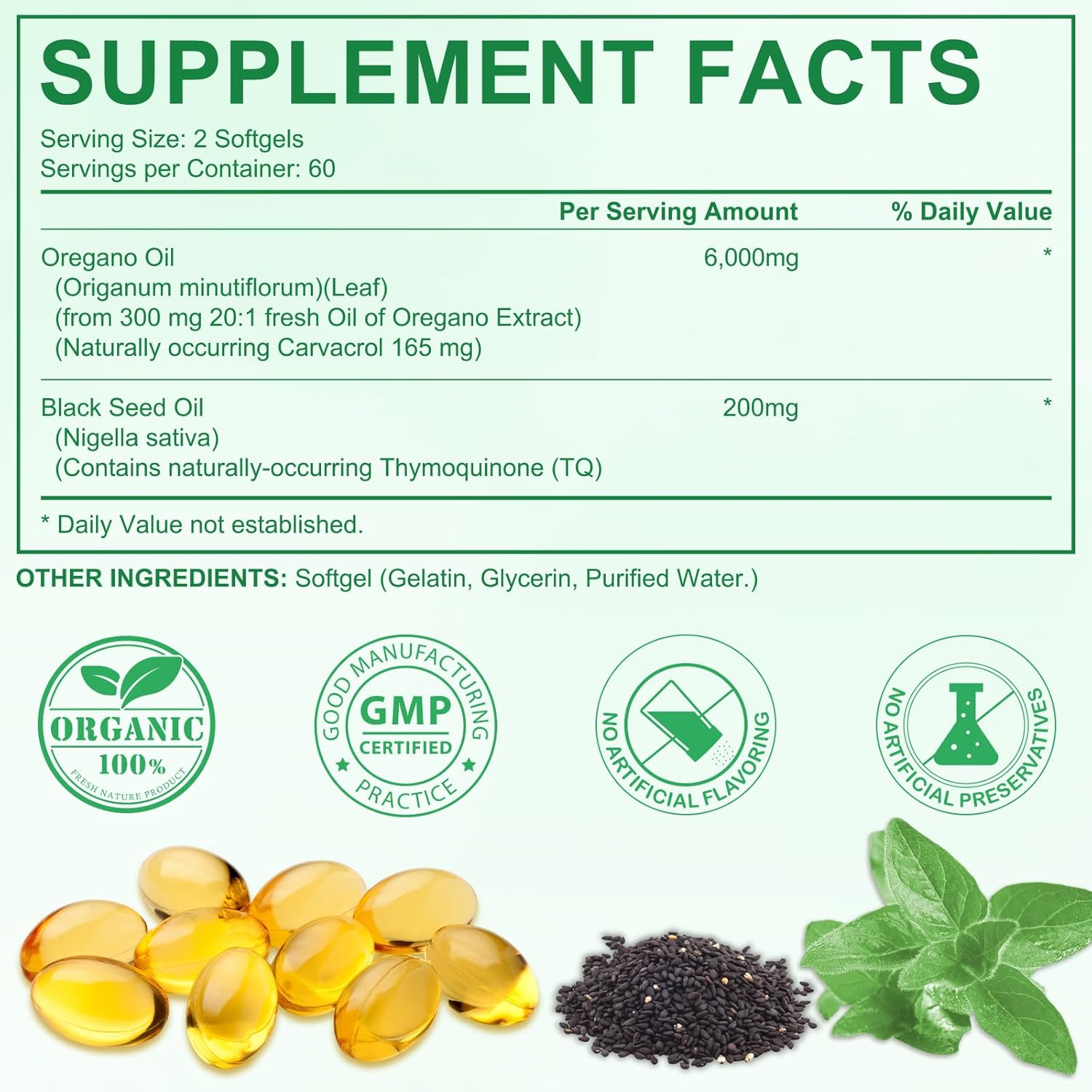 Thumbnail 1 de Oregano Oil 6000mg softgels supplement