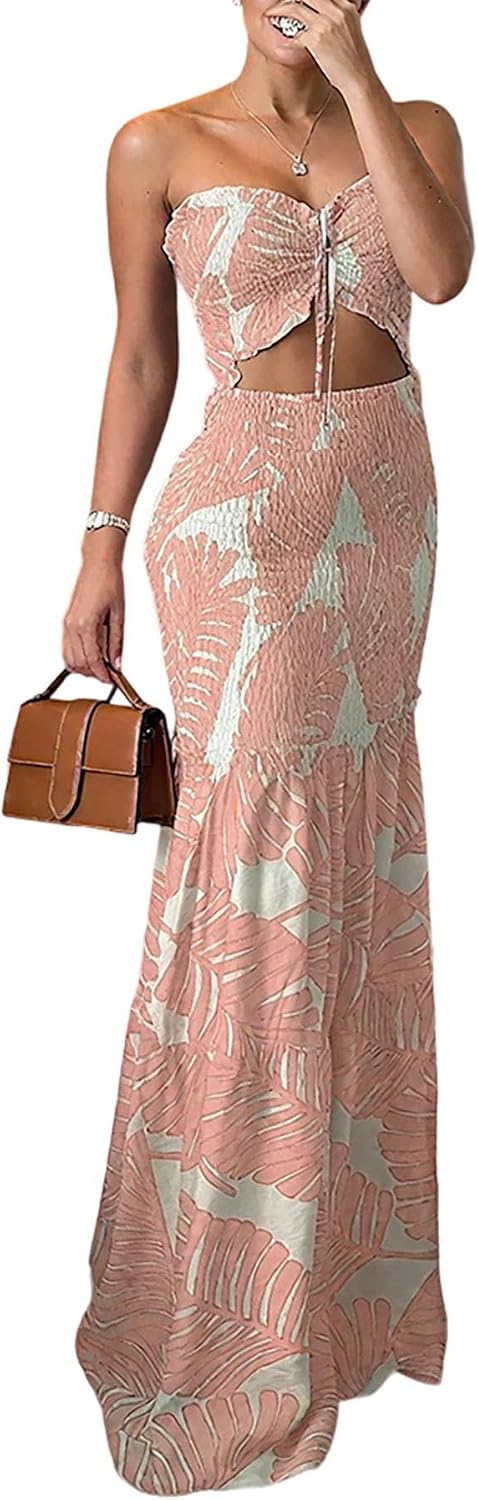 Thumbnail 6 de CHICME Floral Printed Vacation Dress Halter Tie Ruched Shirred Bandeau Party Dress