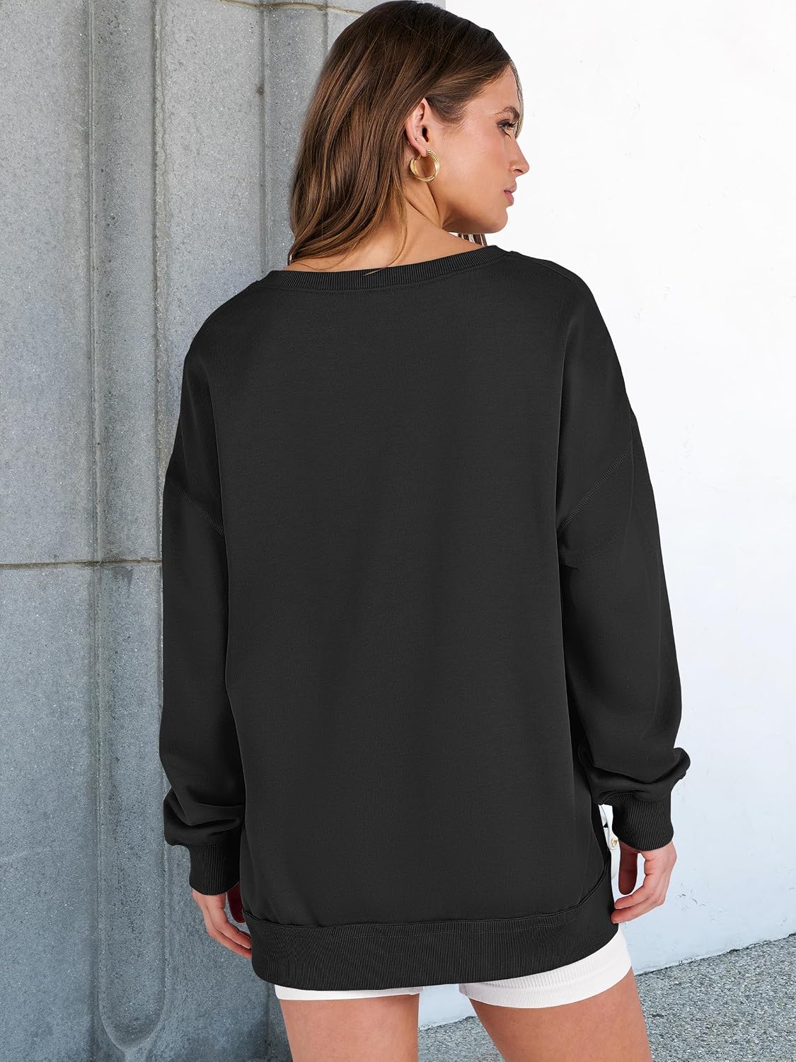 Detalle 2 de ANRABESS Oversized V‑Neck Tunic Sweatshirt
