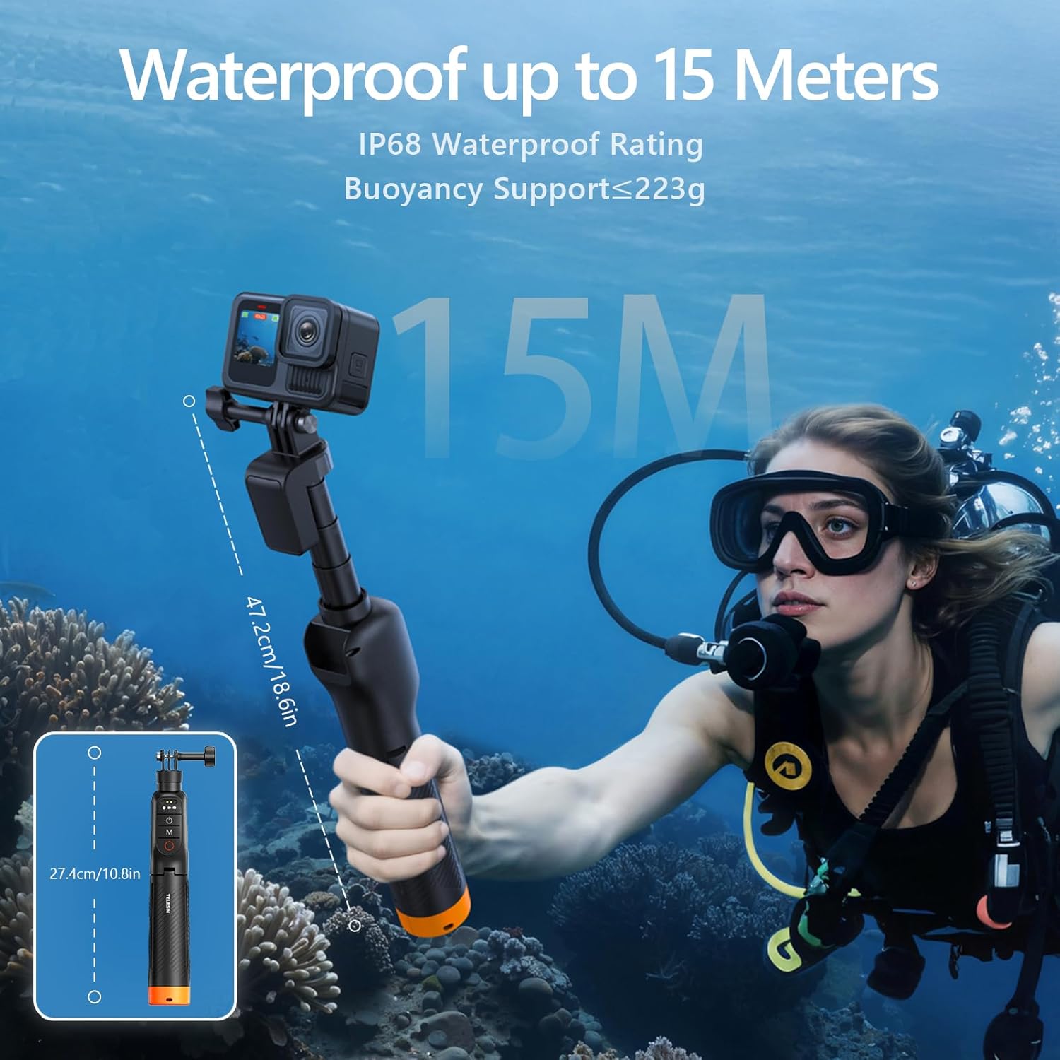 Detalle 2 de Manico galleggiante Selfie Stick Estensibile 27,4–47,2 cm