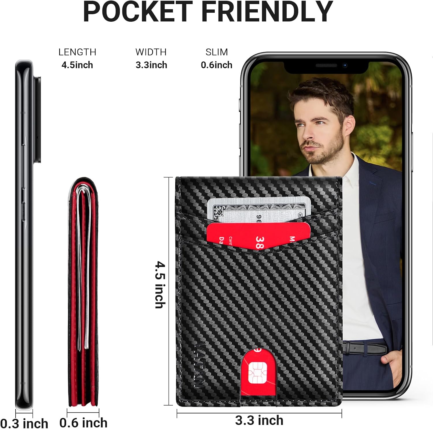 Thumbnail 3 de Vatan Wallet Slim RFID Leather 15-card bifold wallet