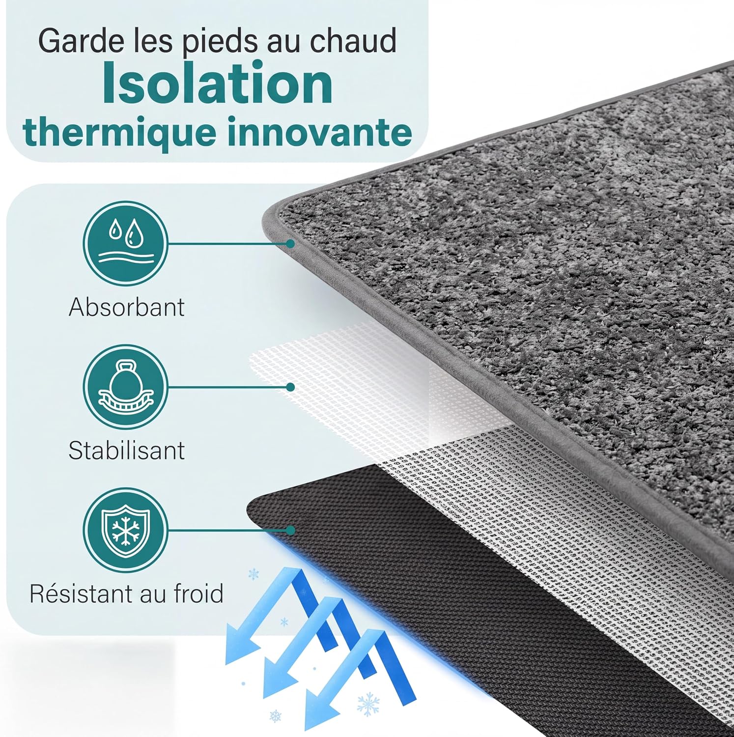 Thumbnail 6 de BODENSTÄNDIG® badvorleger, donkergrijze badmat 40 x 60 cm met korte vezels