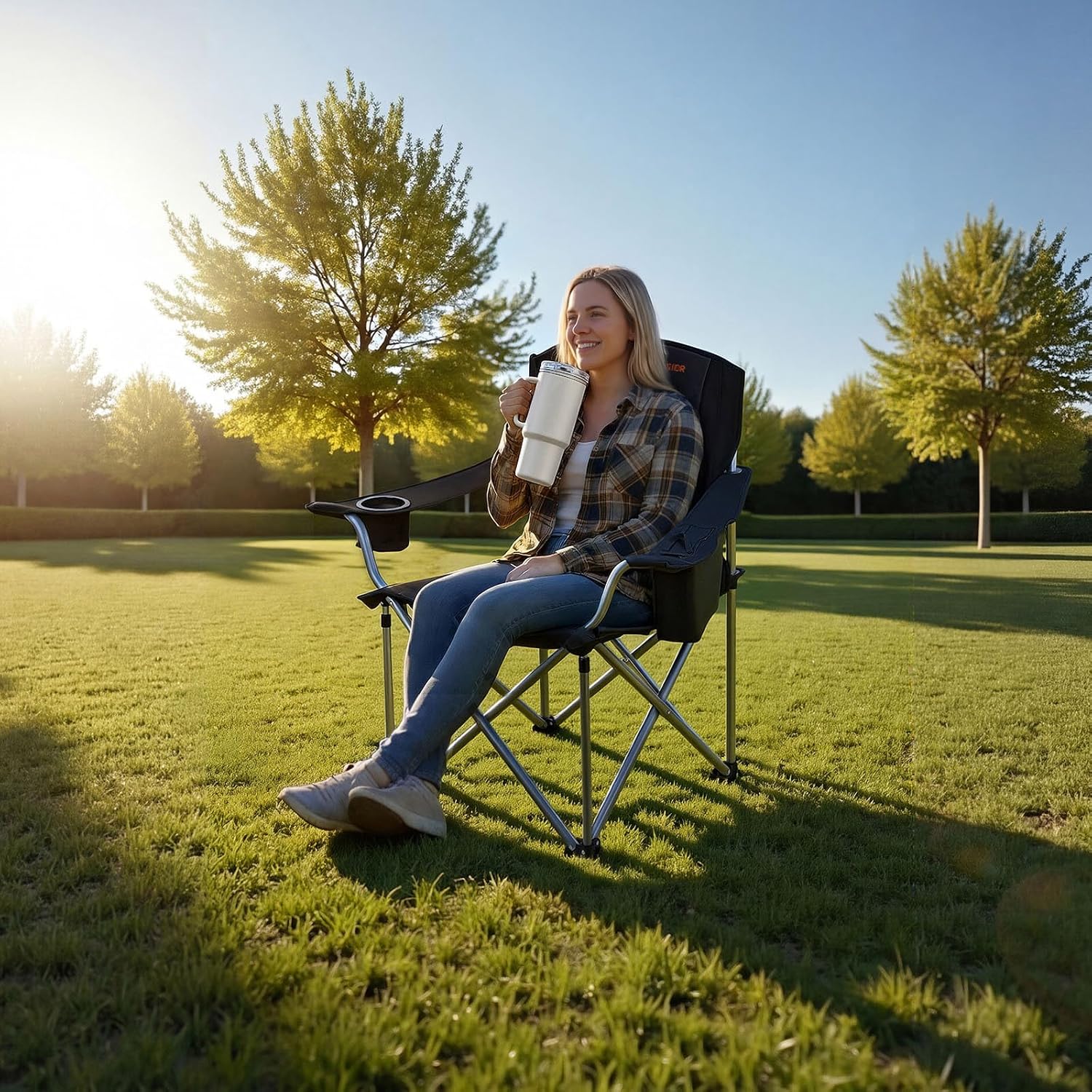 Detalle de VEVOR ZM2006XL-2pack Oversized Camping Chairs, 450 lb Capacity, Padded Backrest