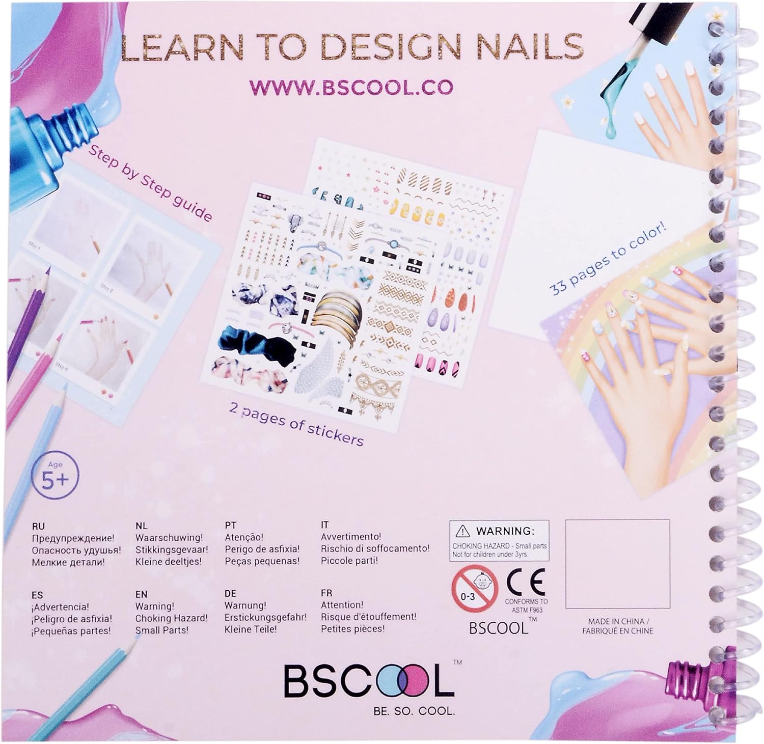 Detalle de BSCOOL Kids' Nail Art Book with 100+ Stickers