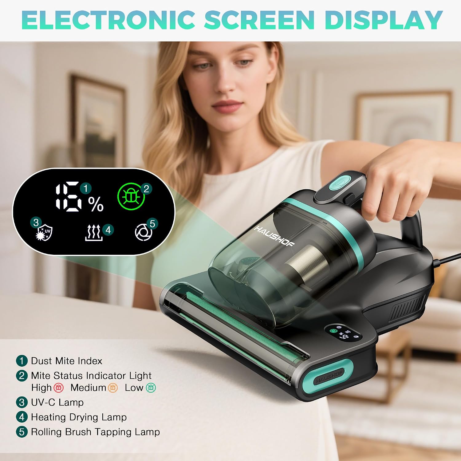 Detalle 1 de HAUSHOF Mattress Vacuum Cleaner 15KPa