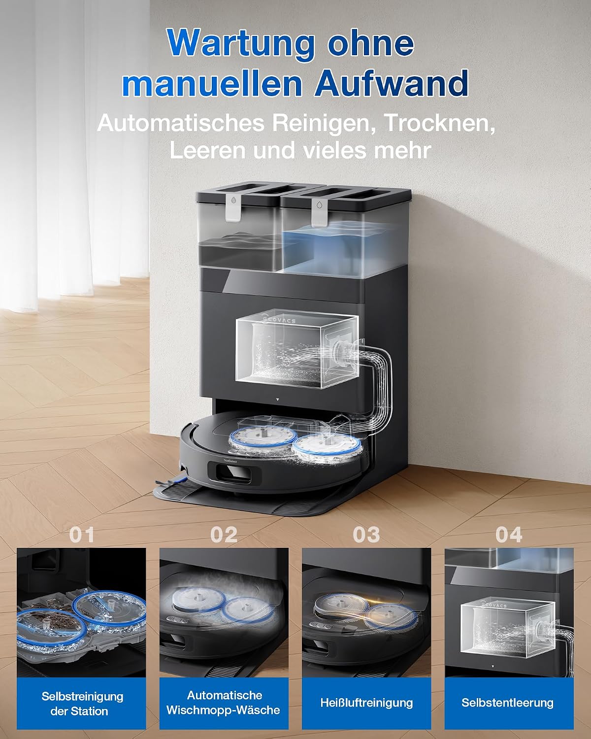 Detalle 2 de ECOVACS DEEBOT T30e Omni Saugroboter mit Wischfunktion – Leistung trifft Automatisierung