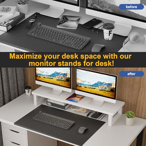 Detalle 2 de OYRREU Soporte Monitor Doble Blanco 🖥️ 91x26cm