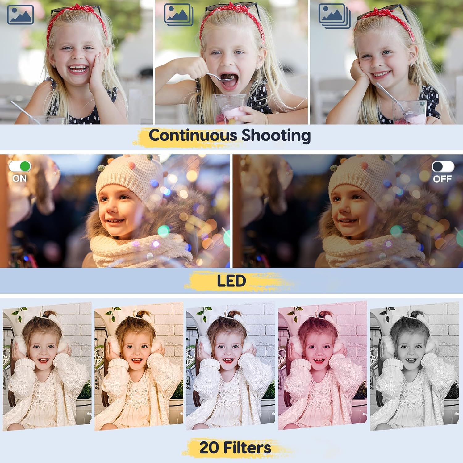 Detalle de Digitalkamera 1080P 44MP (FHD) mit 32G-Karte, 16× Digitalzoom und LED-Licht – kompakte Einsteigerkamera für Kinder, Teenager & Senioren (Schwarz)