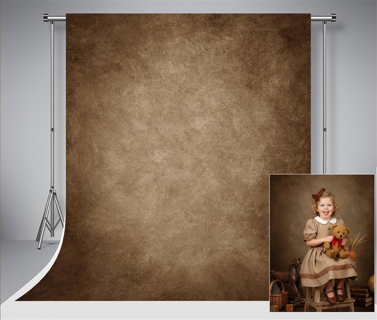 Detalle de Kate Photography Backdrop 3x3m Dark Brown Texture Backdrop for Studio Portraits