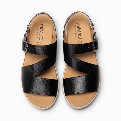 Detalle 2 de miMaO Sandales à semelle amovible NOIR EU 39 – cuir Nappa, talon équilibré et plate-forme