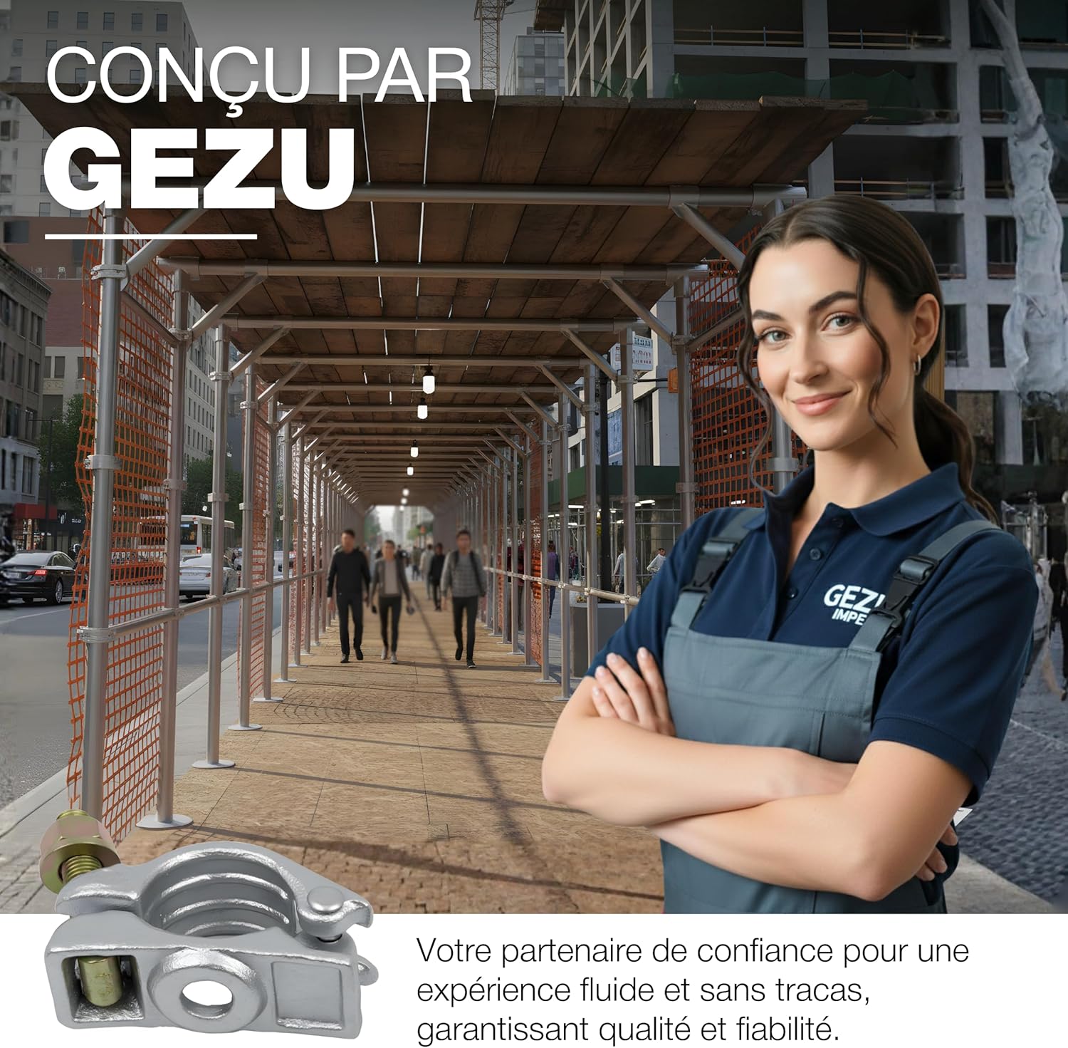 Thumbnail 6 de GeZu Impex accouplement d’échafaudage galvanisé 48 x 48 mm (demi-came) compatible EN 74