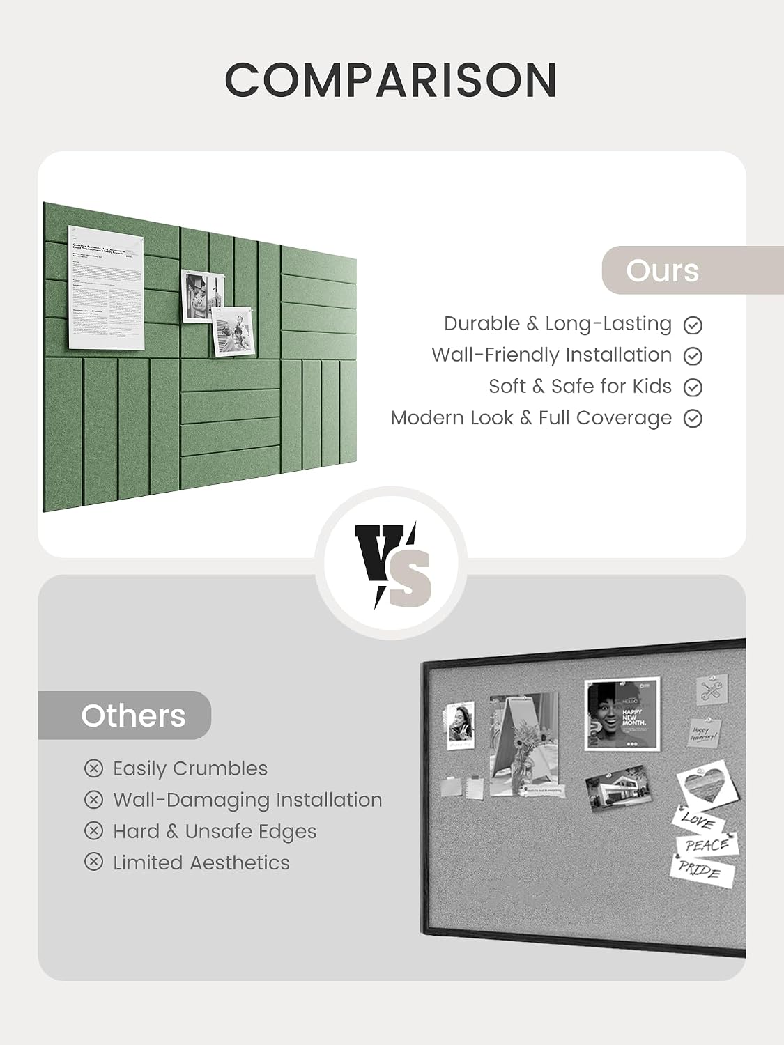 Thumbnail 6 de Bumusty Large Felt Bulletin Board Tiles 36 x 24" – Modular 6‑Tile Cork Board Alternative