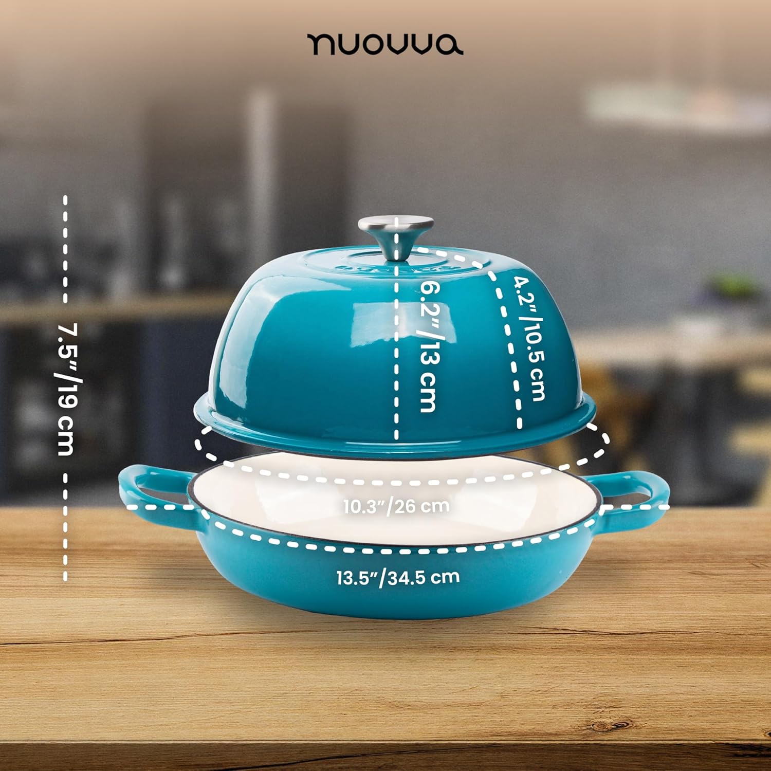 Thumbnail 1 de Nuovva Enamelled Cast Iron Dutch Oven Pot (26cm, 6 Quarts) – Blue