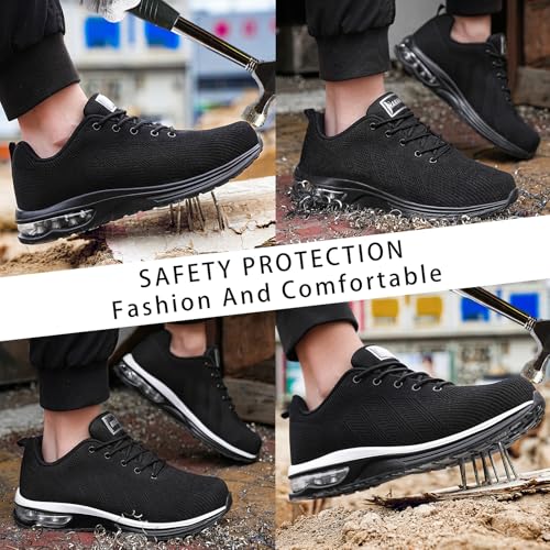Detalle de Hanani chaussures de sécurité 37EU, embout acier et semelle anti-perforation, noir et blanc