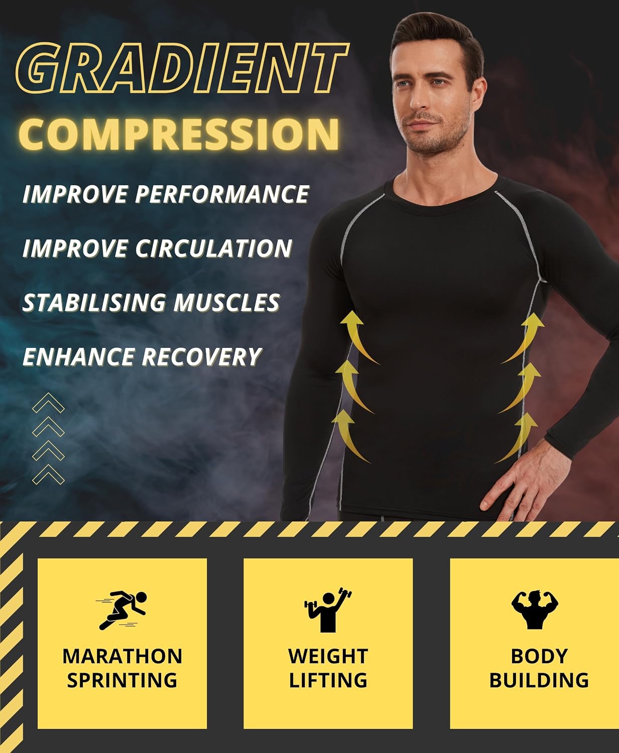 Thumbnail 3 de AMZSPORT Maglia Compressione Uomo 3 pezzi