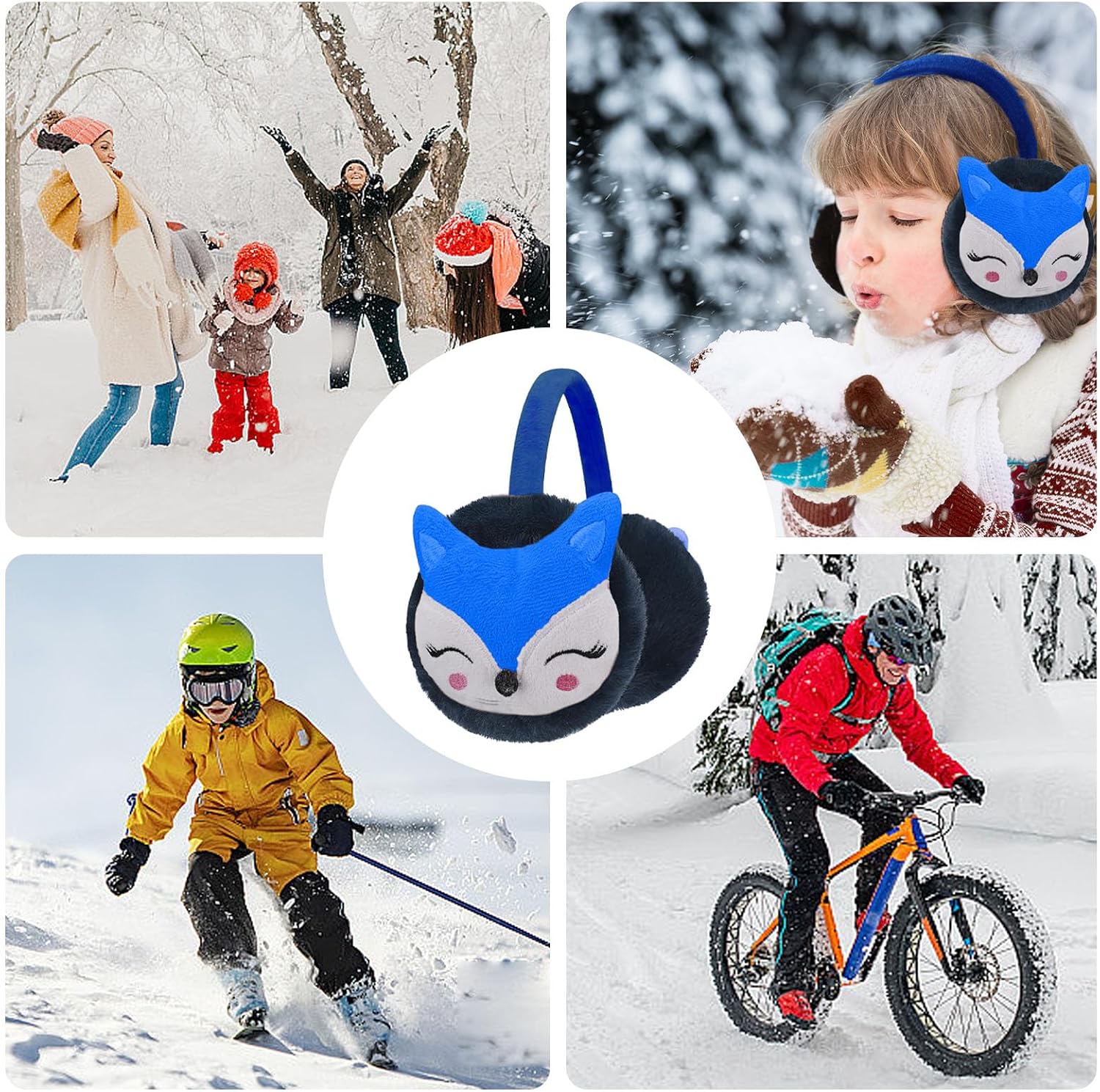 Detalle de Uoimky Ohrenwärmer Kinder – Plüsch-Earmuffs mit Fuchs-Motiv, winddicht und einstellbar