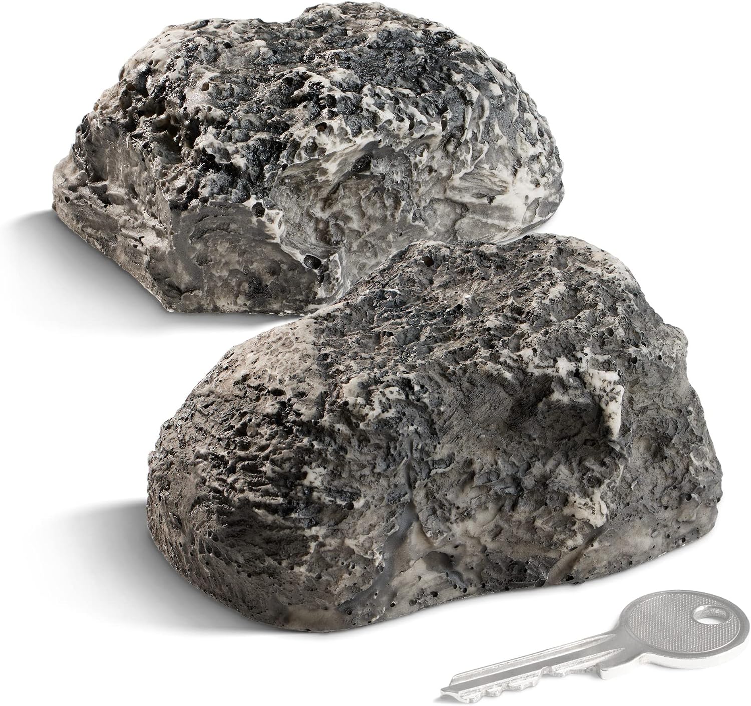 Detalle de com-four 2 chiavi "Little Rock" – pietra artificiale con scomparto segreto per geocaching