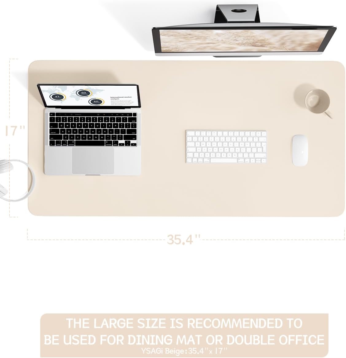 Thumbnail 6 de YSAGi Non-Slip Desk Pad: Waterproof, Ultra-Thin 90 x 43 cm Desk Protector in Beige