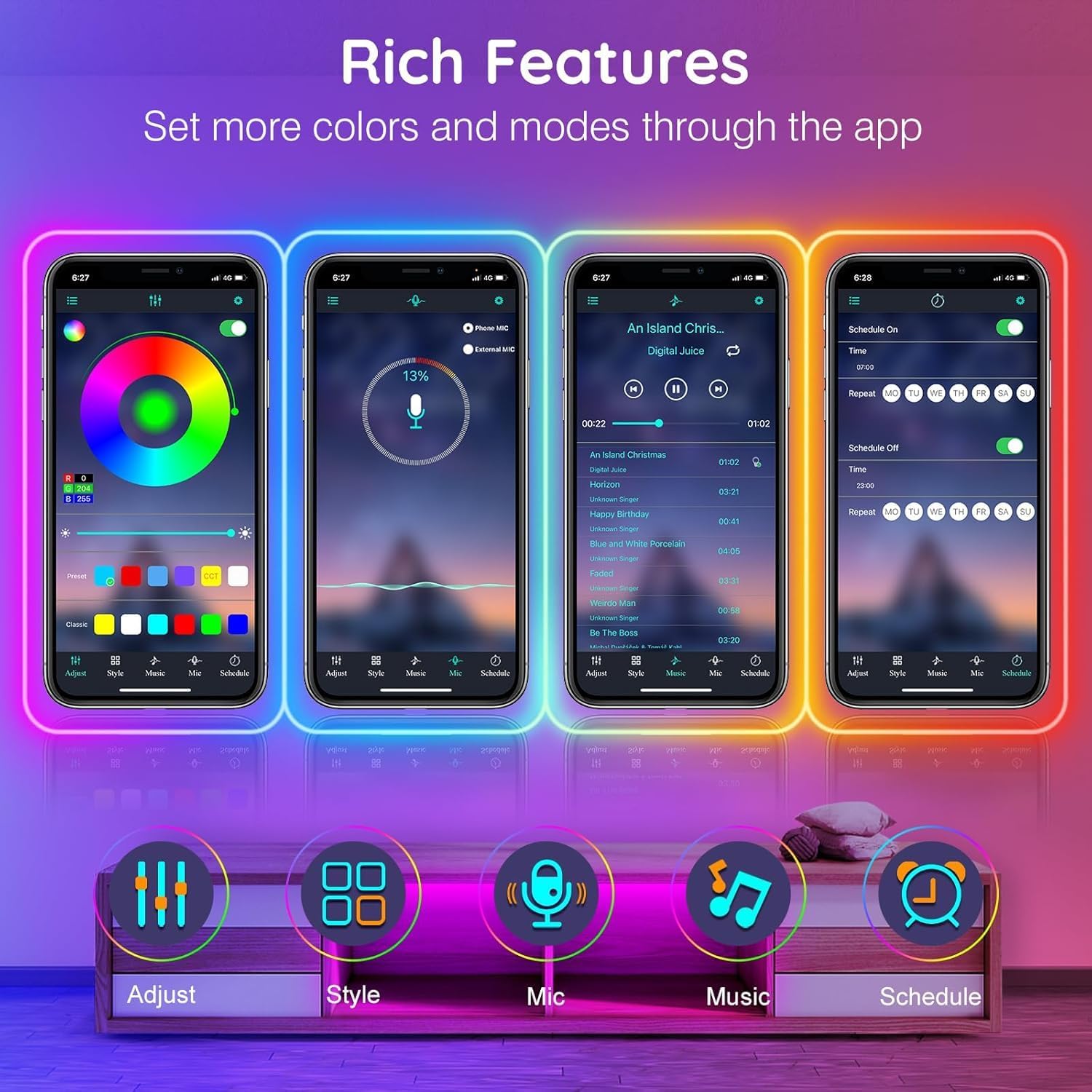 Thumbnail 5 de AILBTON 15m Led Neon Rope Lights: Flexible RGB Outdoor Neon with App & Remote