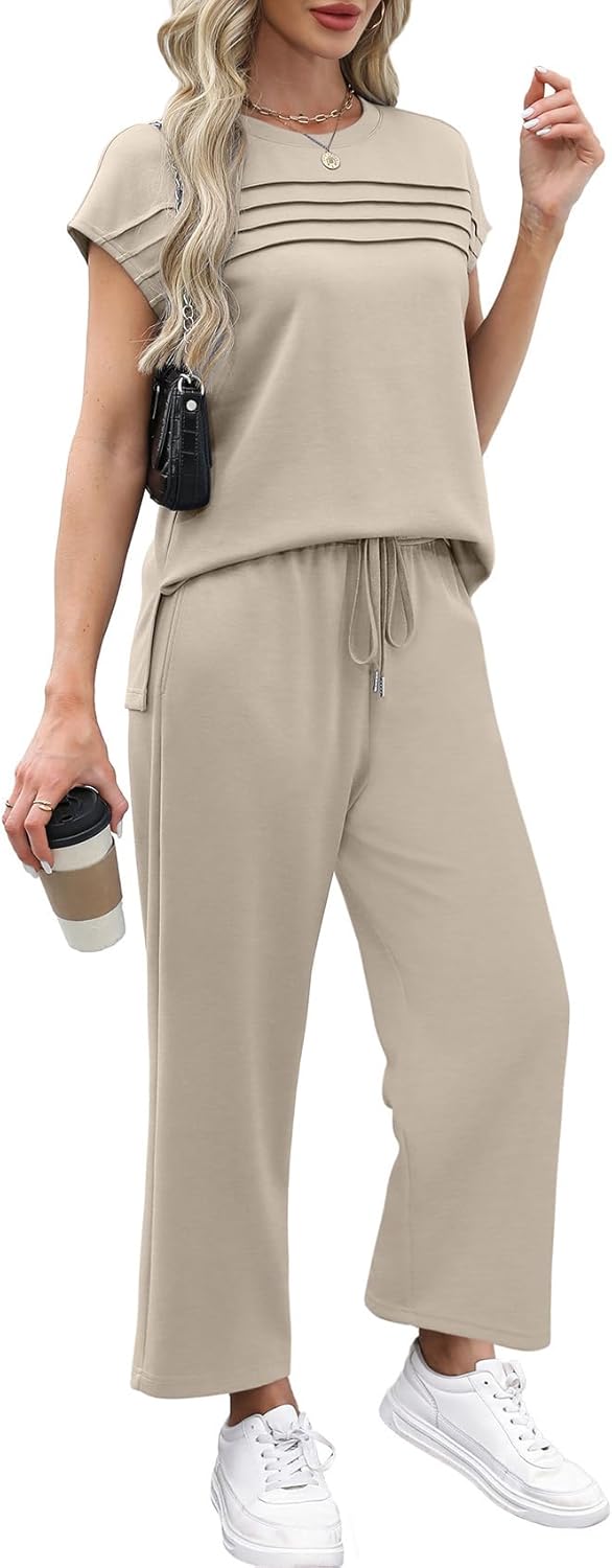 Thumbnail 3 de WIHOLL Two Piece Sets for Women – Lightweight, Airy Cap Sleeve Set with Wide-Leg Pants