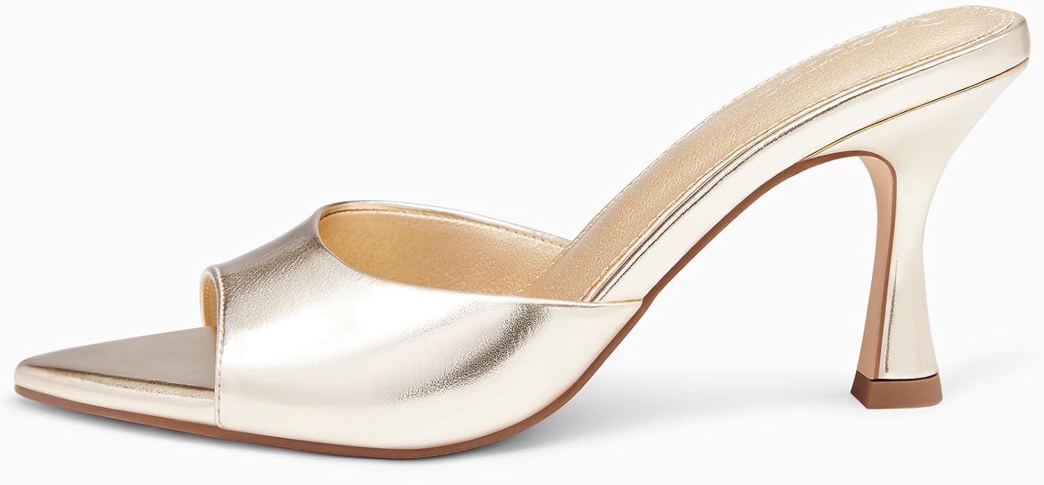 Thumbnail 3 de Coutgo Women's Heeled Mules: Pointed Peep Toe Backless Slip-On Sandals