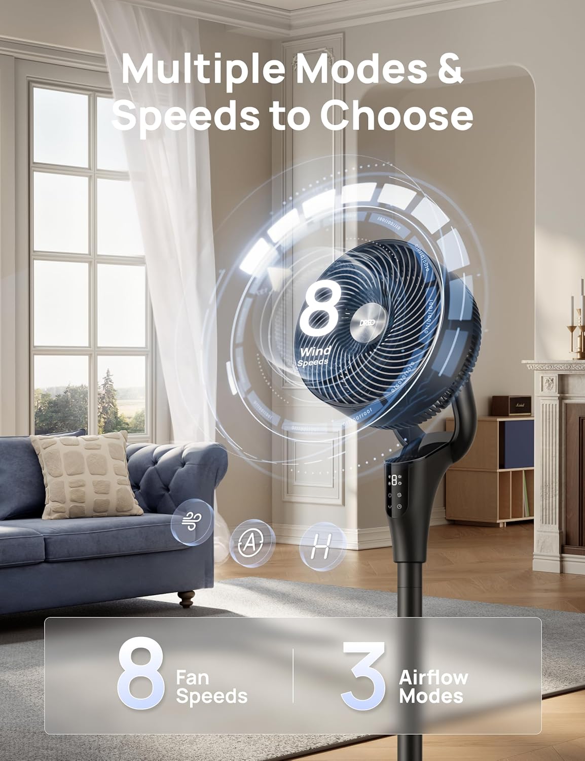 Thumbnail 4 de Dreo Fan for Bedroom 34–41" Adjustable Pedestal Fan
