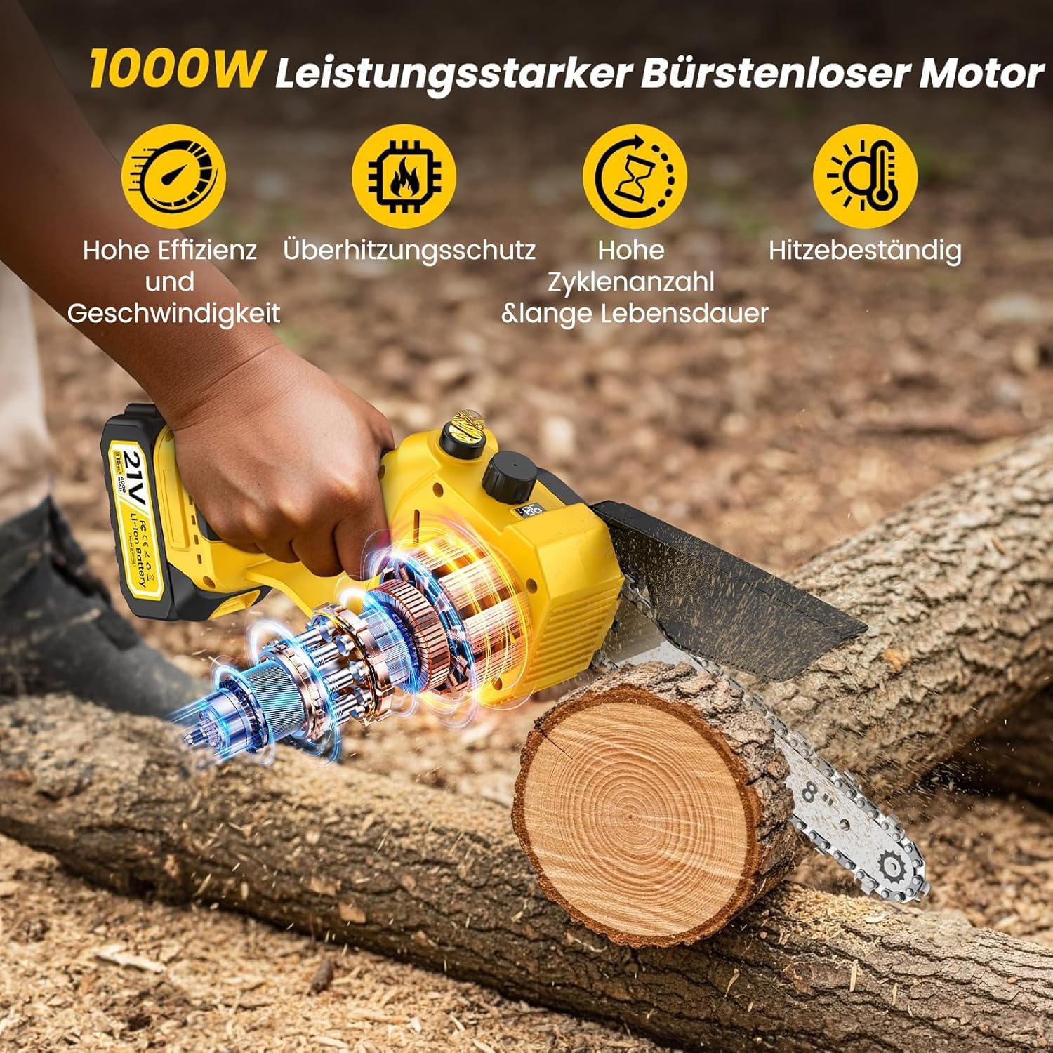 Detalle de Mini Kettensäge 8000mAh 1000W