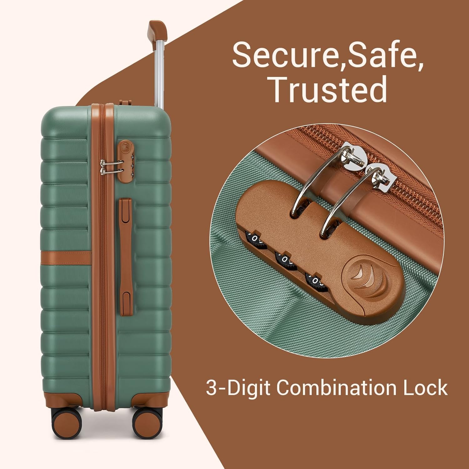 Detalle de Kono Cabin Suitcase 55x40x20 Lightweight ABS+PC Hardshell Carry-On with 3-Digit Lock