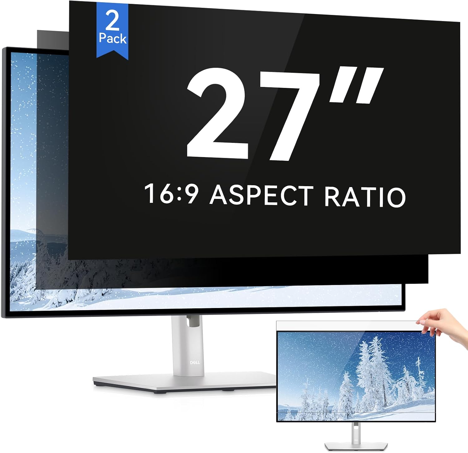 Detalle de iProkkO 2-pack 27-inch computer privacy screen filter (16:9) with anti-glare & anti-blue light