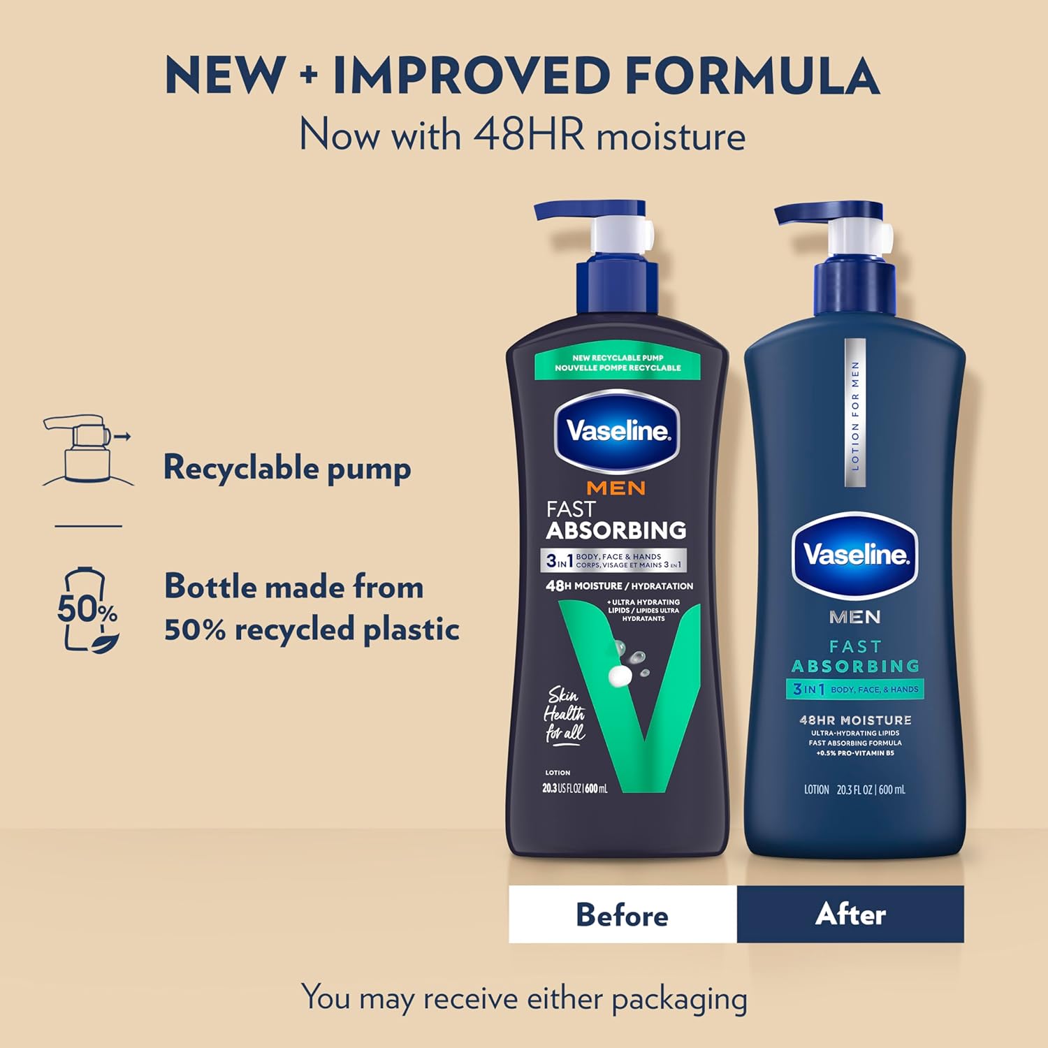 Thumbnail 2 de Vaseline Men’s Healing Moisture Hand & Body Lotion (Pack of 3) for Dry or Cracked Skin