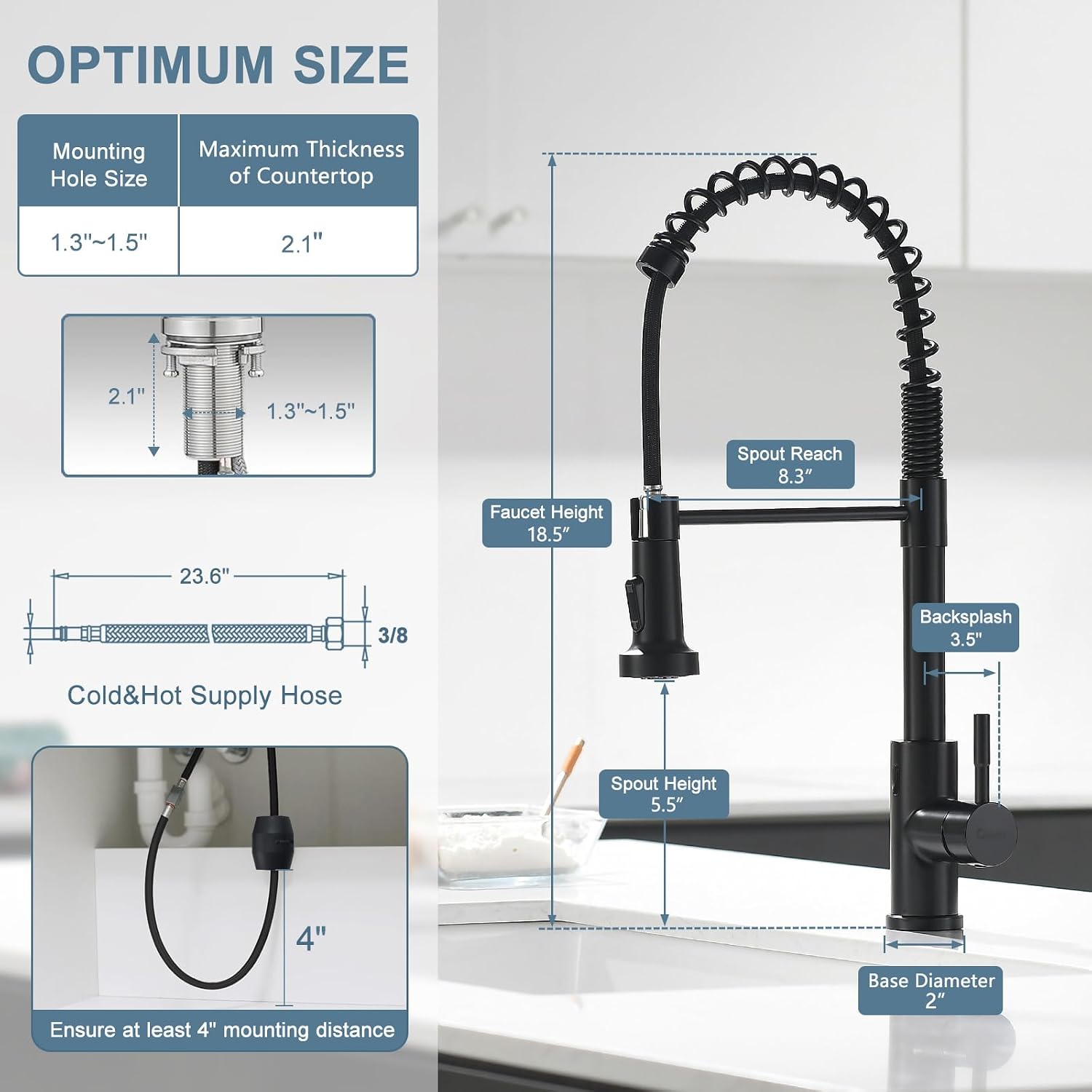 Detalle 2 de GIMILI Touchless Kitchen Faucet, Glossy Black