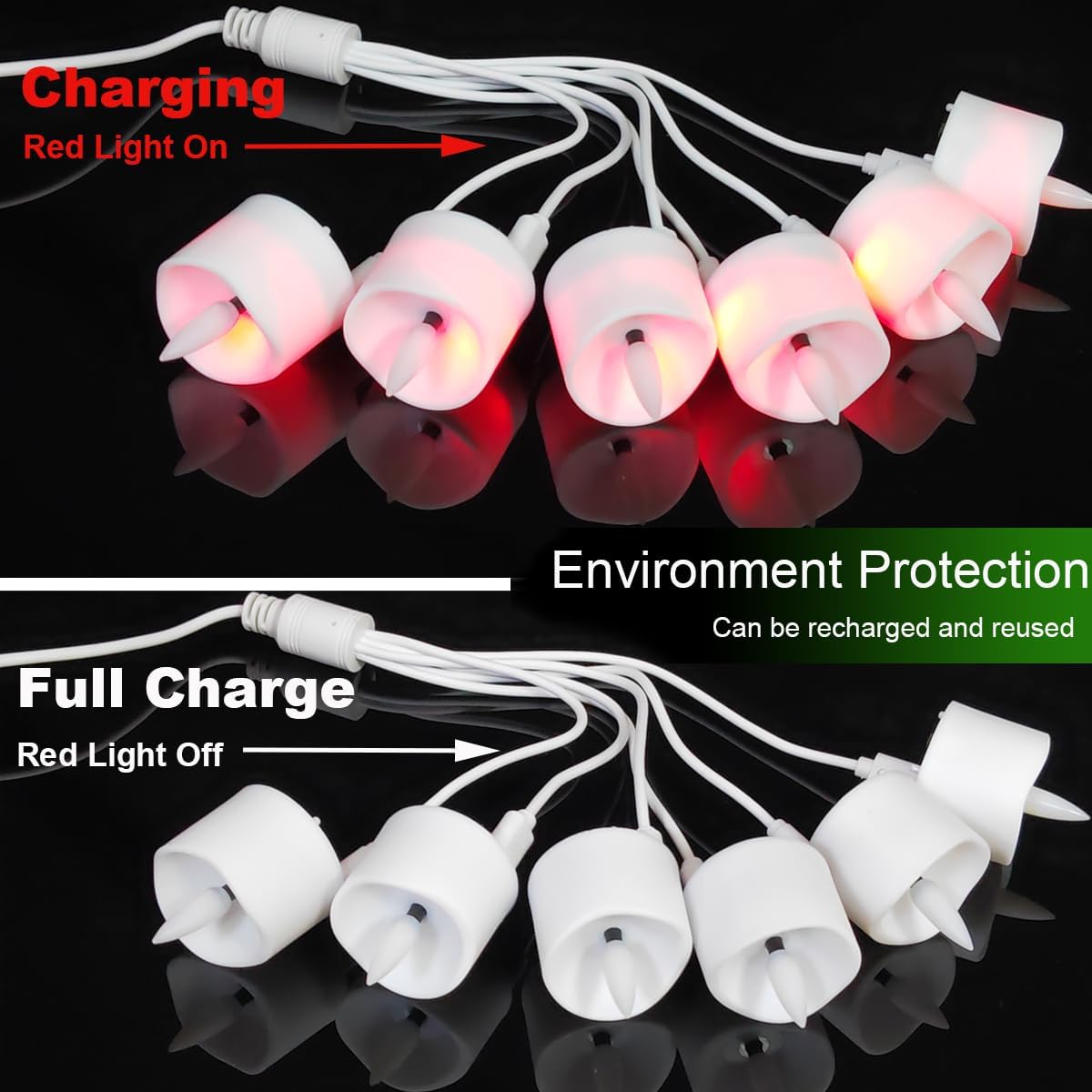 Detalle 2 de Anziner Rechargeable Tea Lights 6 Pack with Remote, USB-C Charging and Timer
