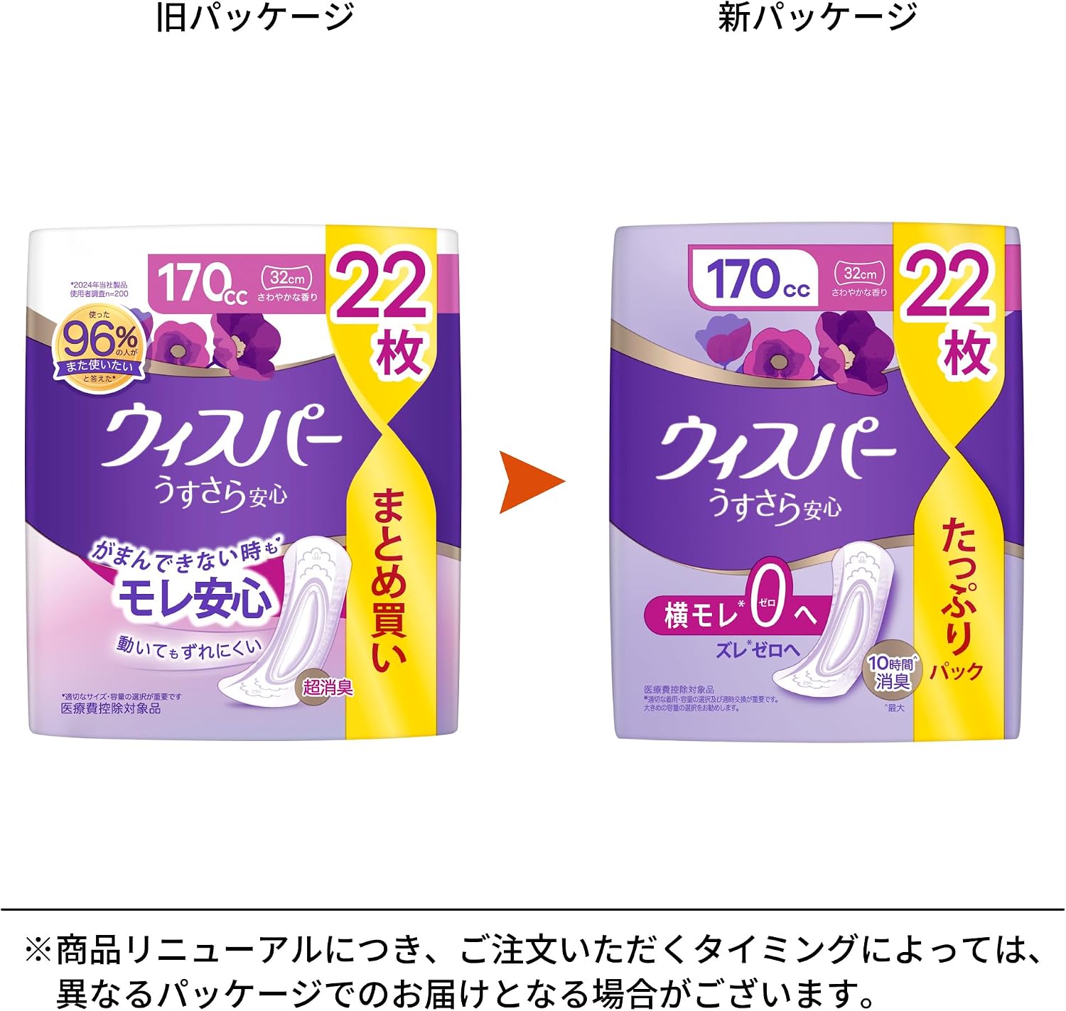 Detalle de ウィスパー うすさら安心 170cc 女性用尿漏れパッド 32cm・132枚