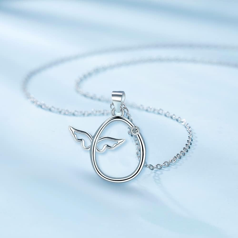 Thumbnail 1 de Viwind Engelsflügel-Ovale Halskette aus 925 Sterling Silber mit Zirkonia (40+5 cm) – Schutzengel für Damen & Mädchen