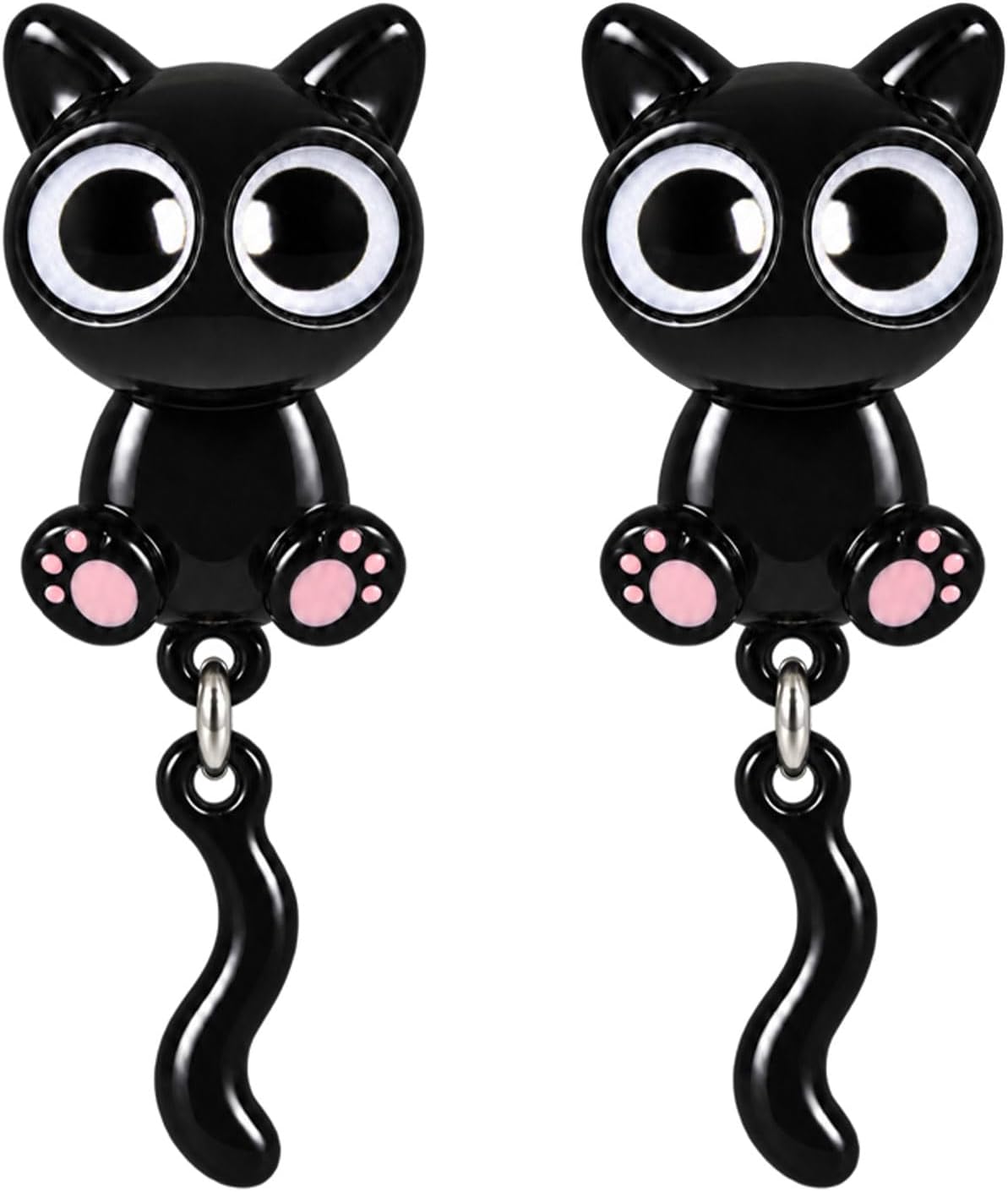 Detalle de Black Cat Earrings with Silver-Plated Copper Posts