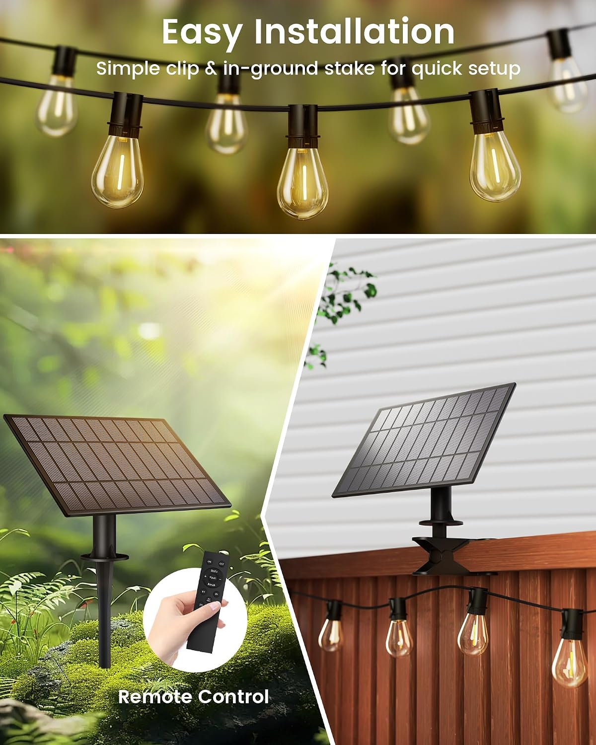 Detalle 2 de Torkase YGM-S14-15S Solar String Lights, 50 ft, 16 Shatterproof LED Bulbs