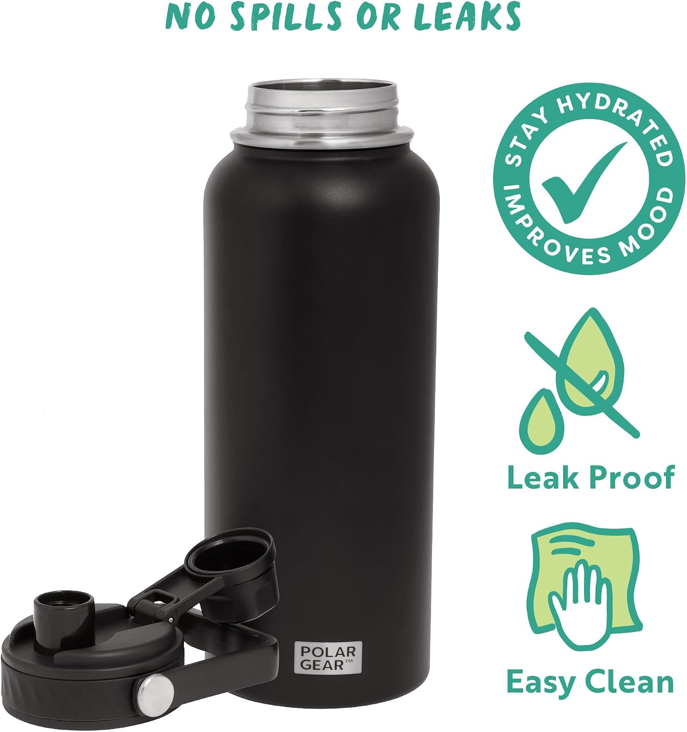 Thumbnail 6 de Polar Gear Hydra Venture 1L Stainless Steel Water Bottle (Black)