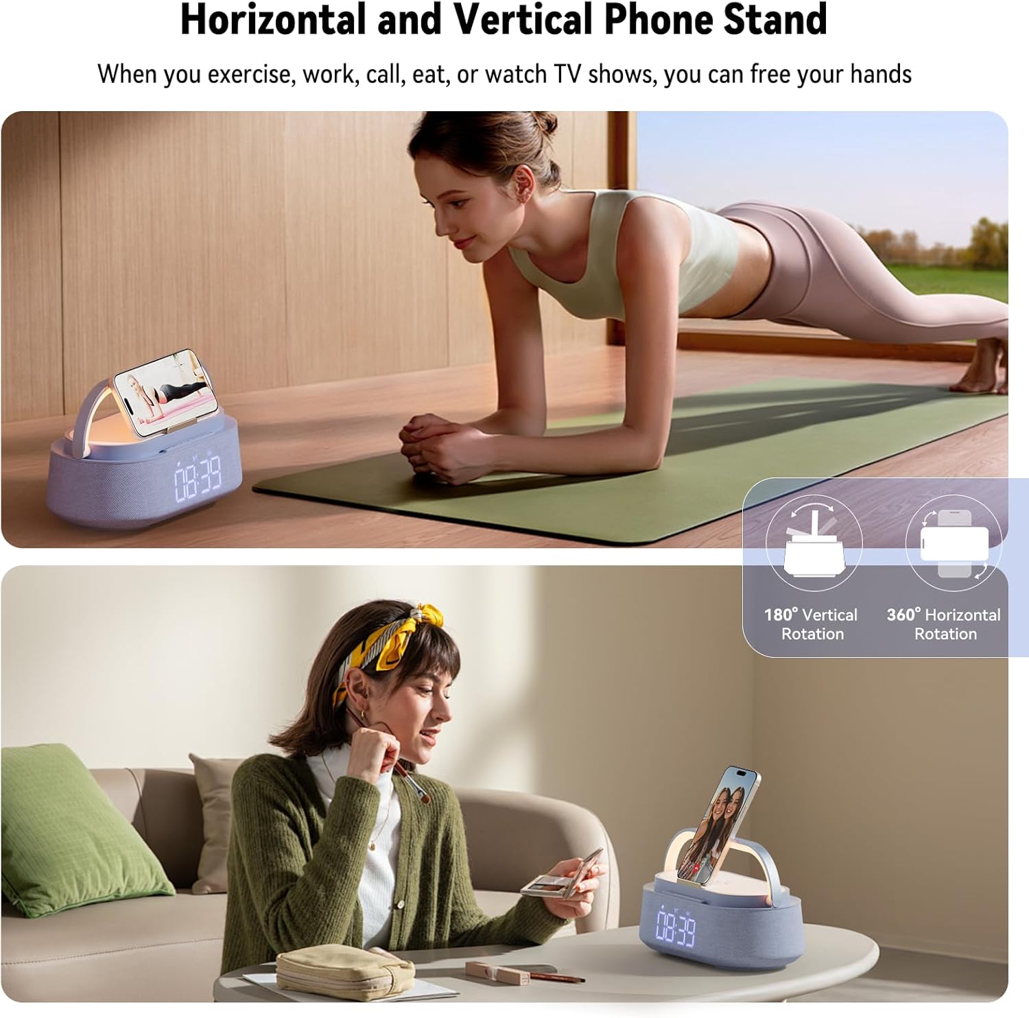 Thumbnail 5 de COLSUR Sveglia digitale con ricarica wireless 15W, speaker Bluetooth portatile e luce notturna a LED regolabile