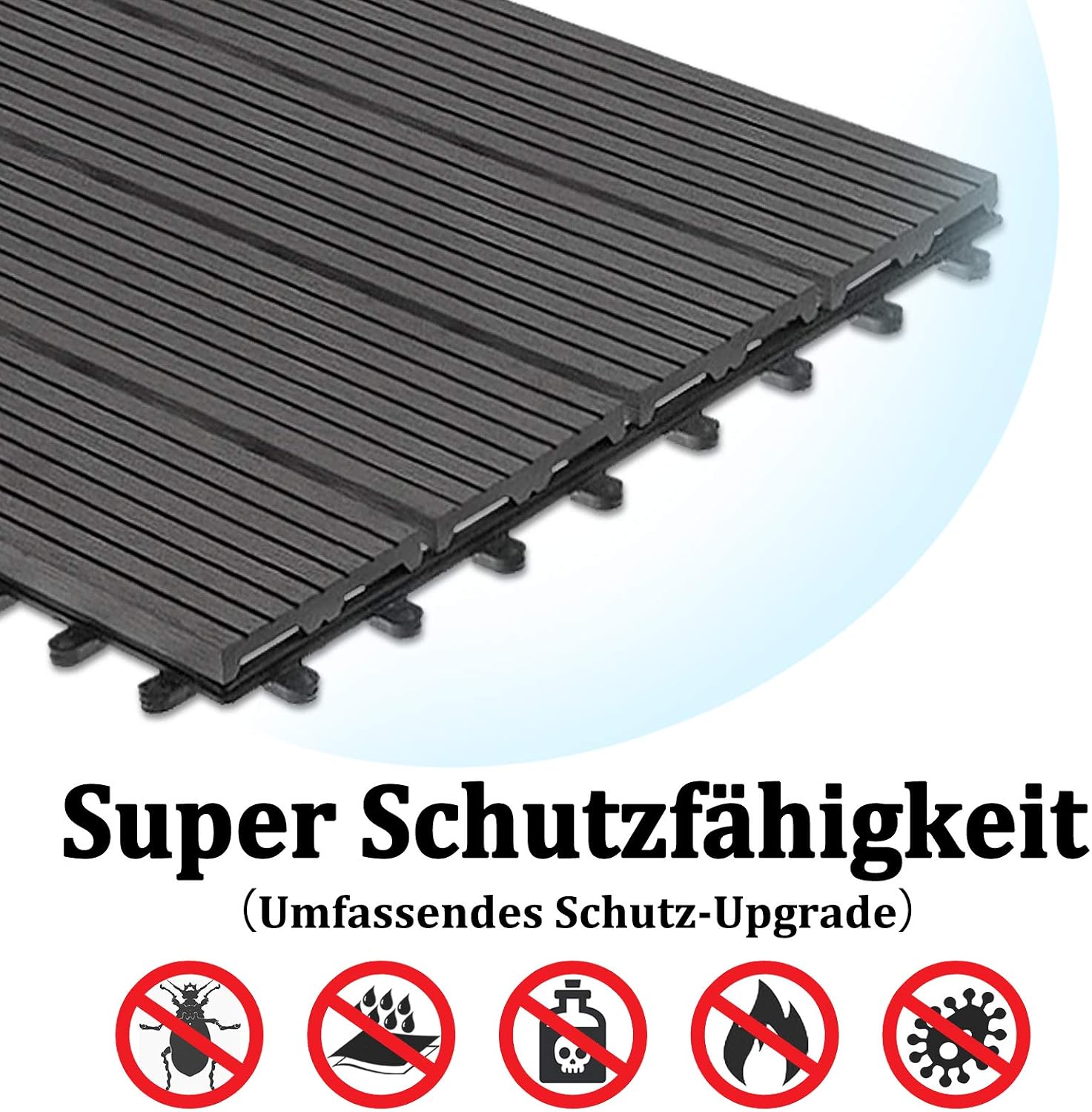 Thumbnail 2 de Aufun WPC Terrassenfliesen 30 x 30 cm (11 Stück) in Holzoptik Anthrazit mit Klicksystem