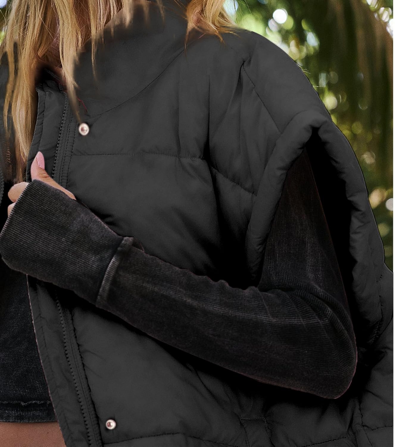 Detalle 2 de Songling Oversized Puffer Vest Stand Collar