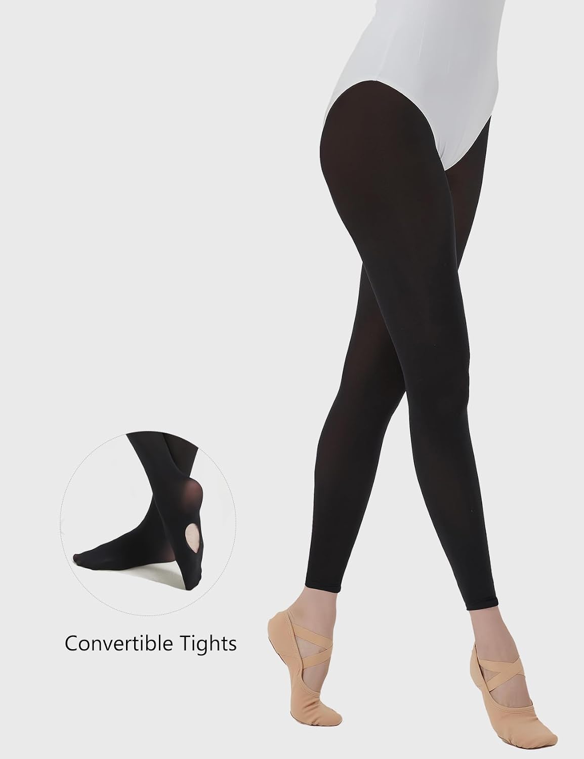 Detalle 2 de DUCMODA konvertibla danstights för kvinnor och flickor, halvtransparenta och mjuka