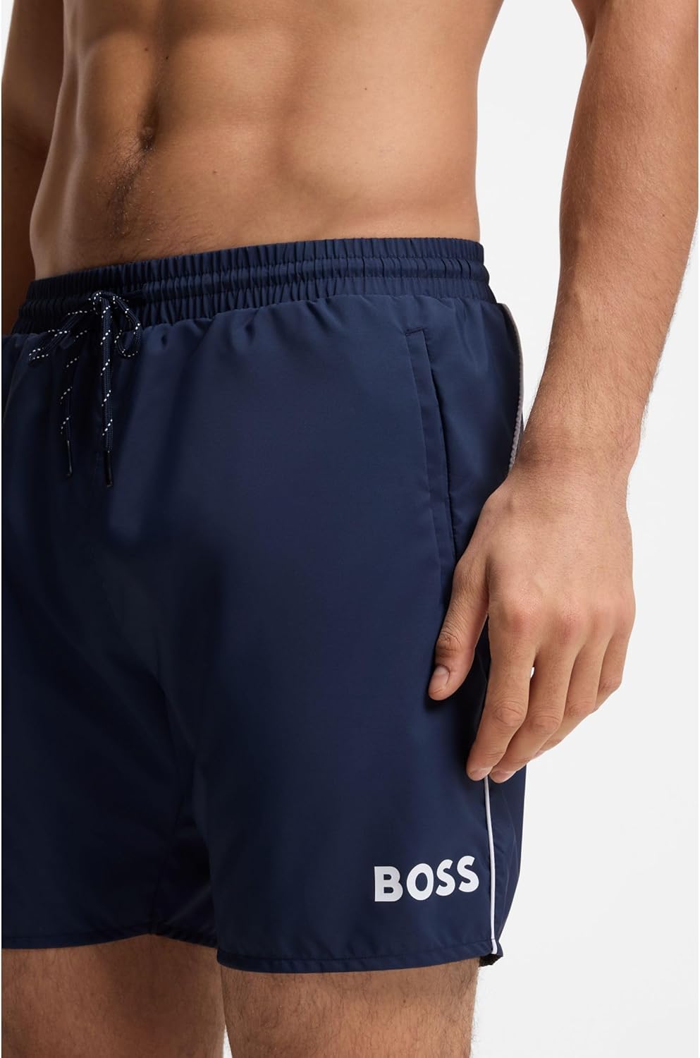Thumbnail 2 de BOSS Mens Starfish Contrast-Logo Swim Shorts with Full Lining