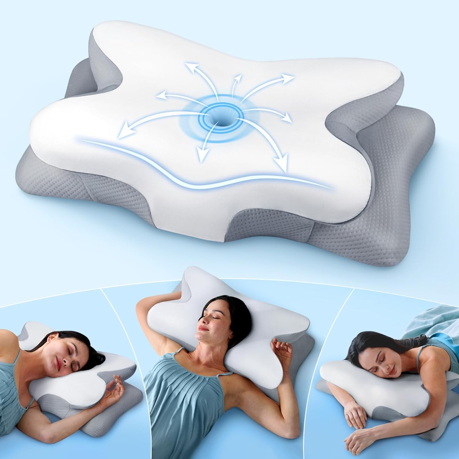 Thumbnail 6 de Cozyplayer True Cooling Cervical Neck Pillow — Ergonomic Memory Foam 1️⃣