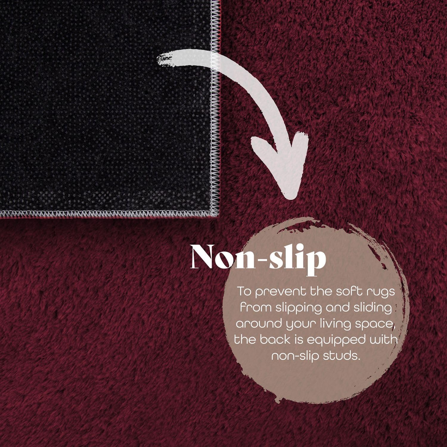 Detalle 2 de Teppich 160 cm rund Kurzflor rot