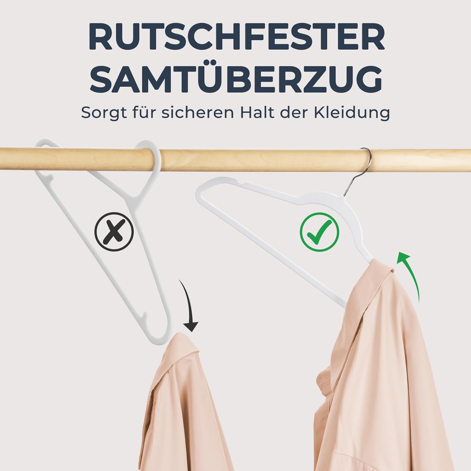 Thumbnail 2 de HOUSE DAY Kleiderbügel Samt 30er Set – rutschfest, schmal und mit 360° Drehhaken